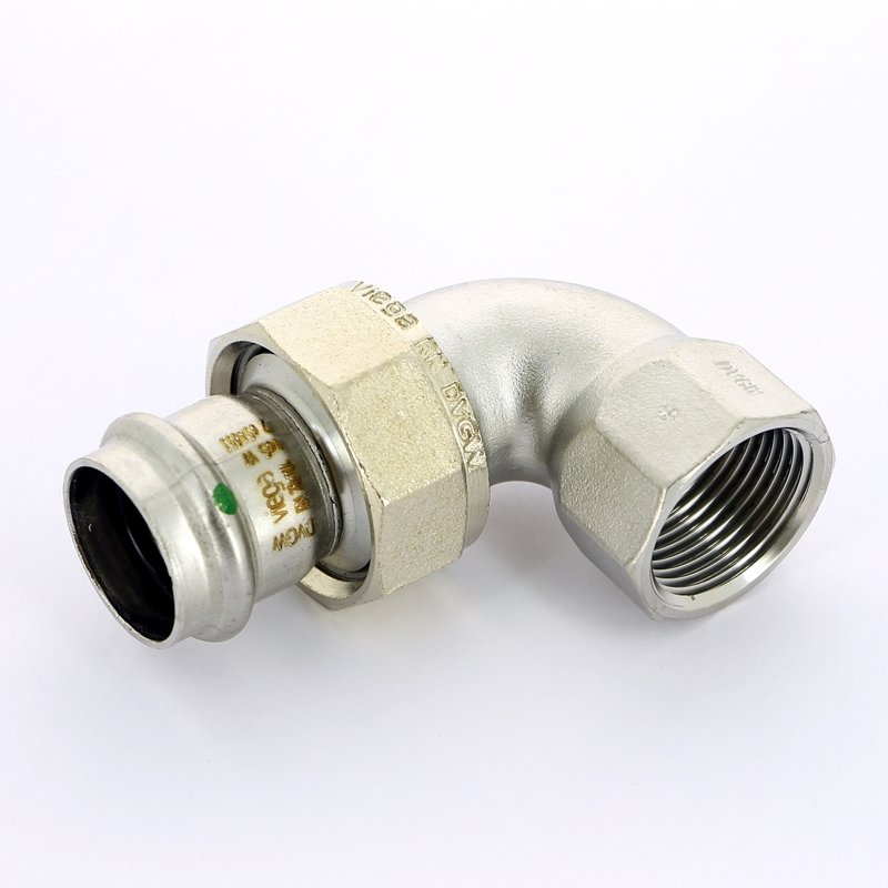 Угол разъемный пресс-В компактный 28x1" нержавеющая сталь Sanpress Inox VIEGA