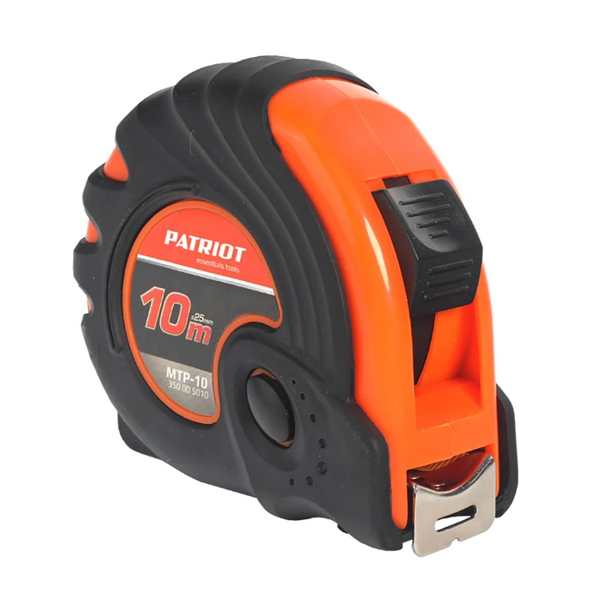 Рулетка с фиксатором 10 м/25 мм mtp-10 обрезин. корпус (1/60) "patriot" 350005010