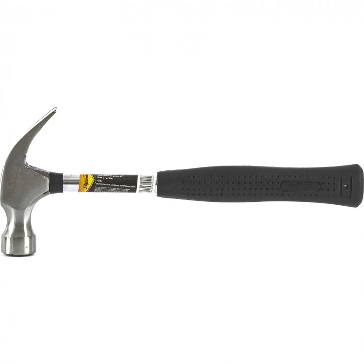 Молоток-гвоздодер, 450 г, боек 27 мм, металлическая трубчатая обрезиненная рукоятка Sparta (104405)