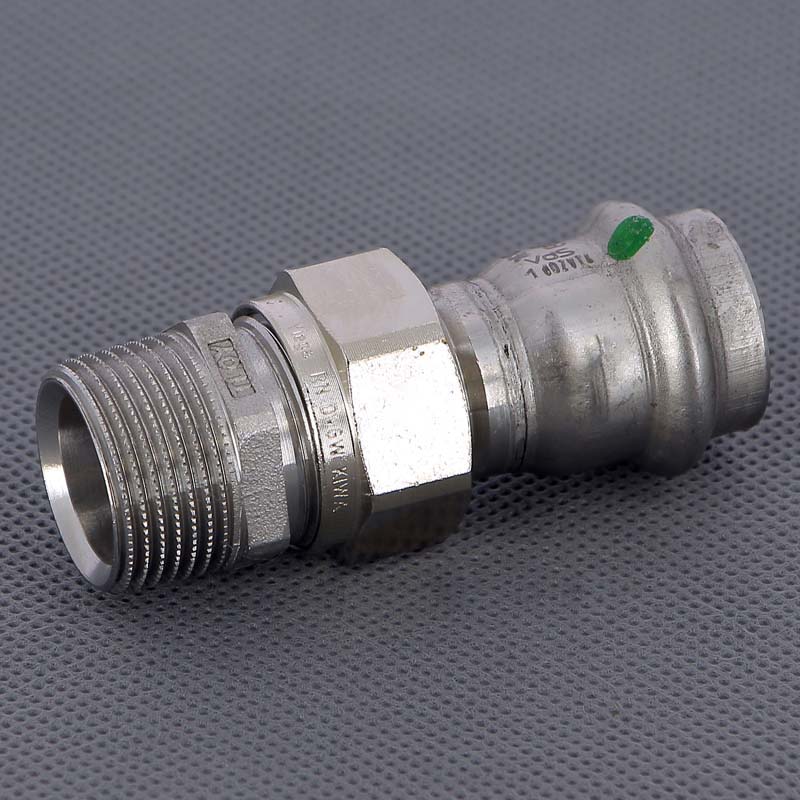 Муфта пресс-Н разъёмная 22x3/4" с плоской прокладкой нержавеющая сталь Sanpress Inox VIEGA