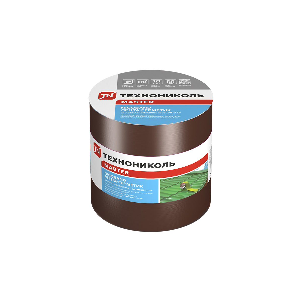 Лента-герметик самокл. 15 см х 10 м "nicoband" (битумно-полимерная) коричневая (1/2) "технониколь"