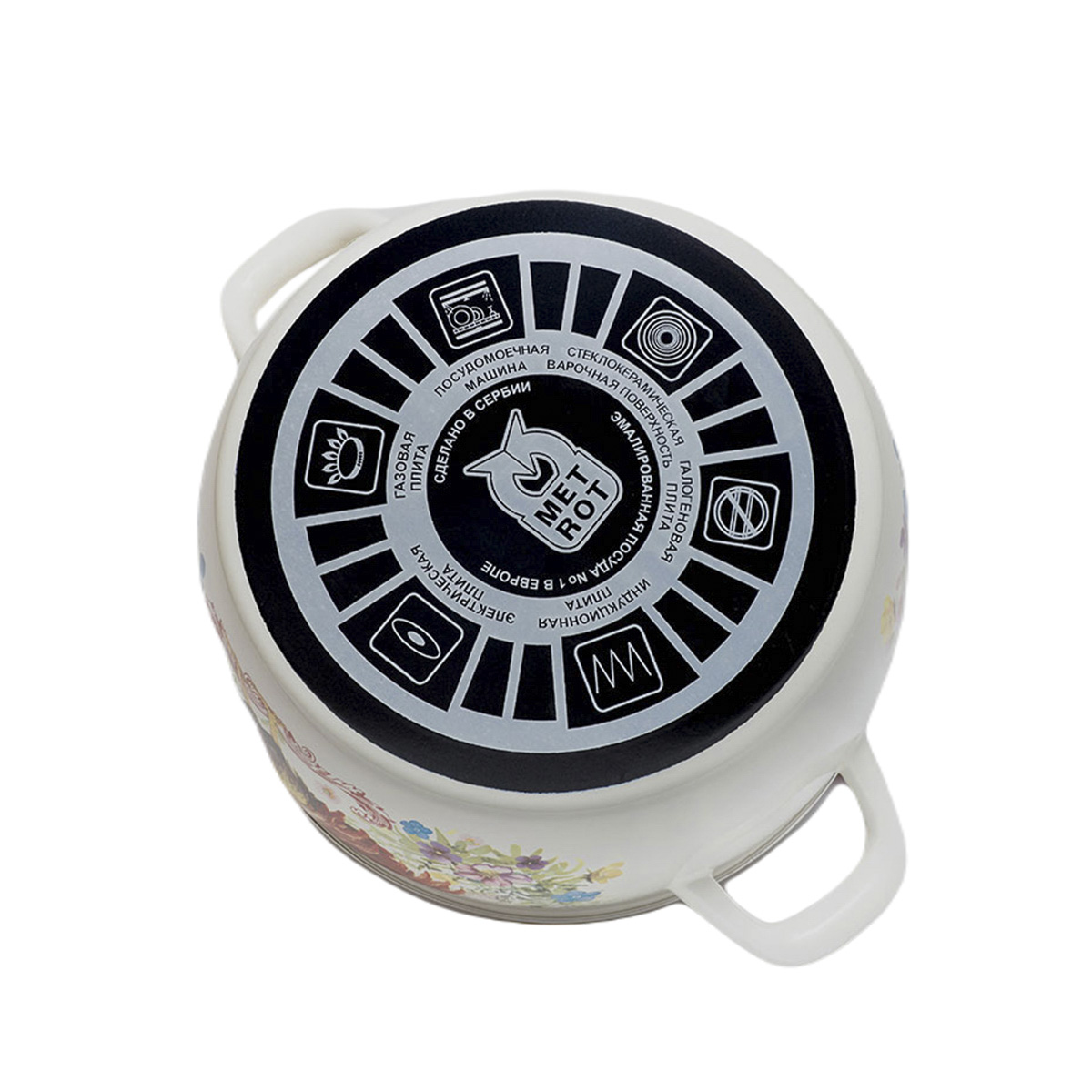 Кастрюля эмалиров. "золотой петушок" 4 л, 20 см металл. крышка (1/4) "metrot"