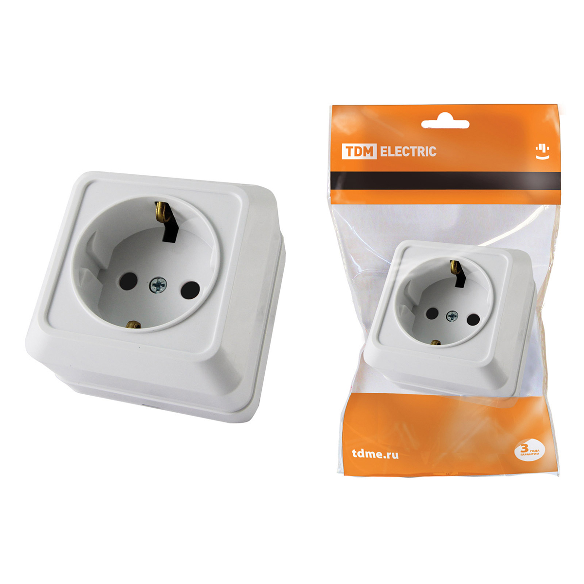 Розетка открыт. уст. с заземл. 16а 250в ip20 "ладога" белая (1/10/200) tdm sq1801-0015