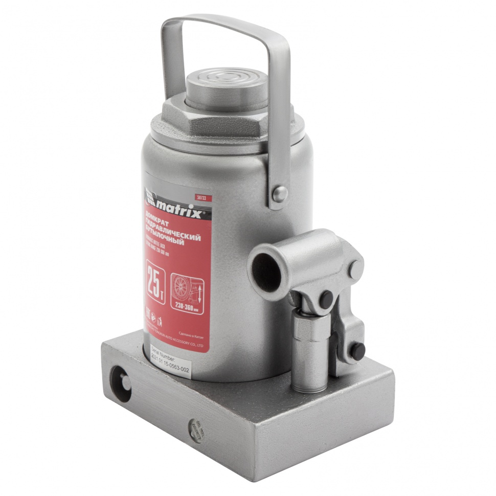 Домкрат гидравлический бутылочный, 25 т, высота подъема 230-360 мм Matrix (50733)
