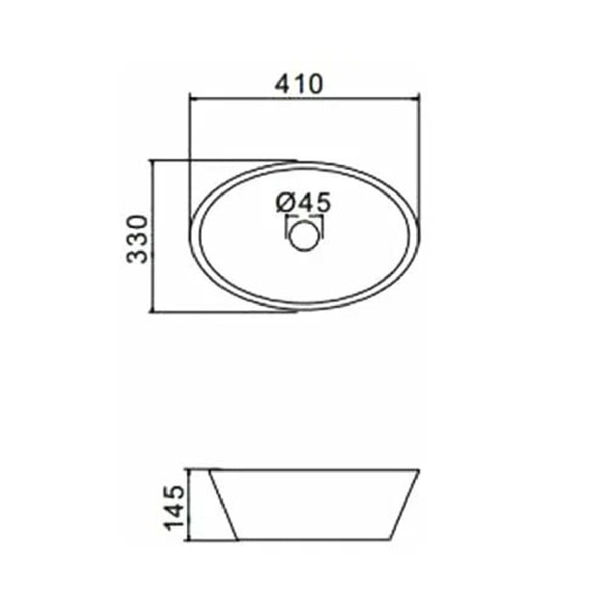 Раковина накладная gt304 фаянсовая 41*33*14,5 см, белая (1) "gappo"