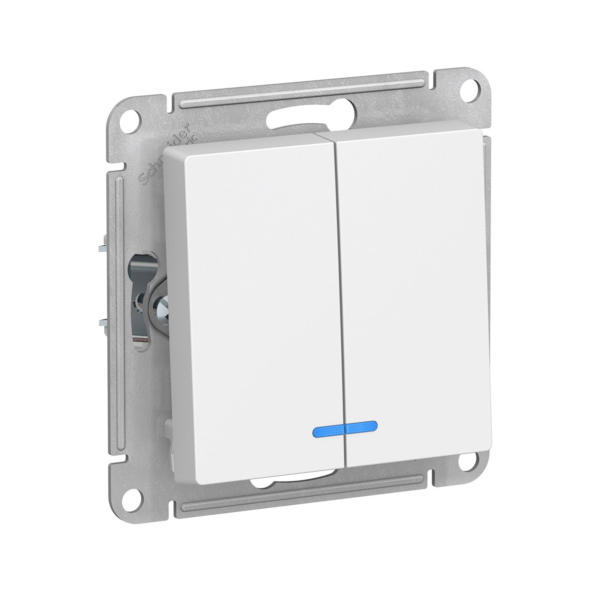 Выключатель "atlasdesign" 2-х кл. с индикатором (механизм) 10а, белый (1/20/160) "schneider"