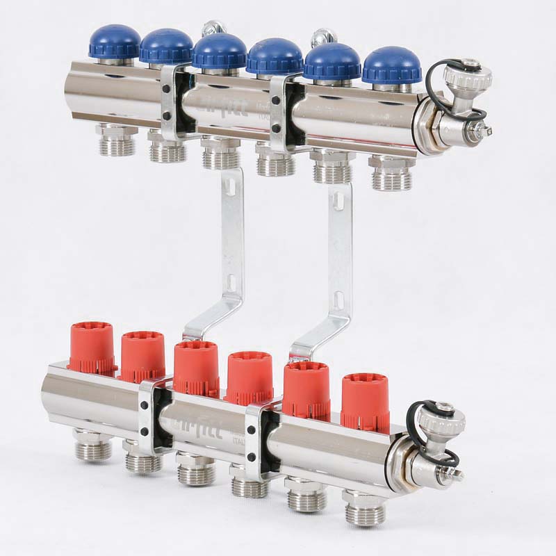 Колл. группа UNI-FITT 1"x3/4" ЕК 6 выходов с регулировочными и термостатическими вентилями