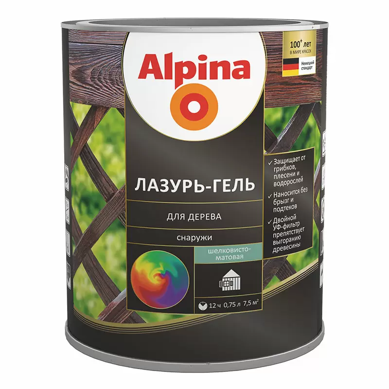 Alpina / Альпина лазурь гель для древесины снаружи помещения