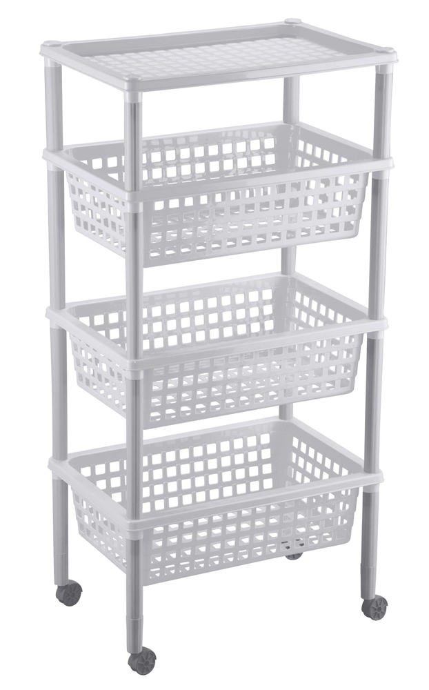 Этажерка "элиза" 3 корзины +1 полка 420*290*880 мм (светло-серый) (1/3) "бытпласт"