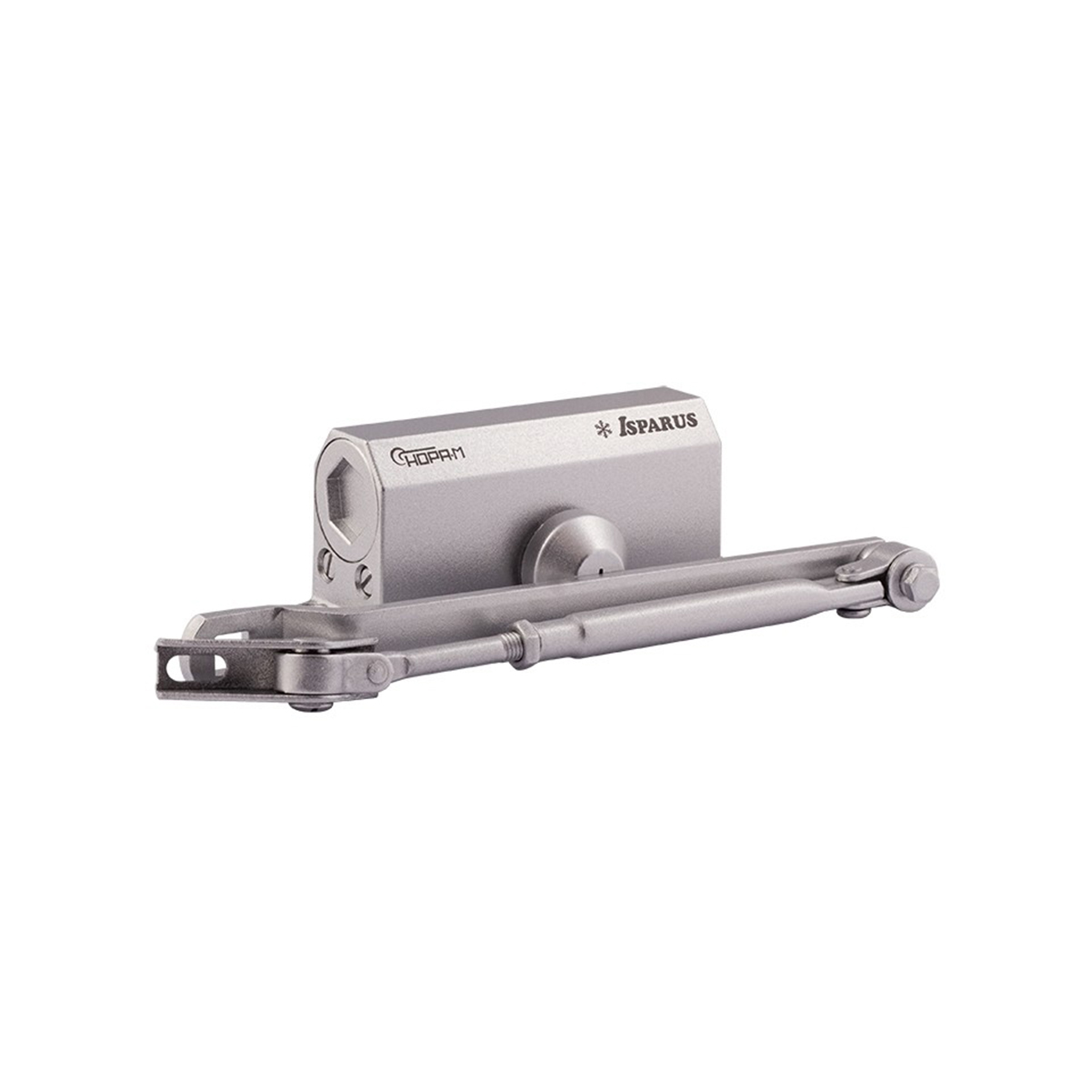 Доводчик дверной  410 isparus серебро (масса двери 15-60 кг) (1/10) "нора-м"