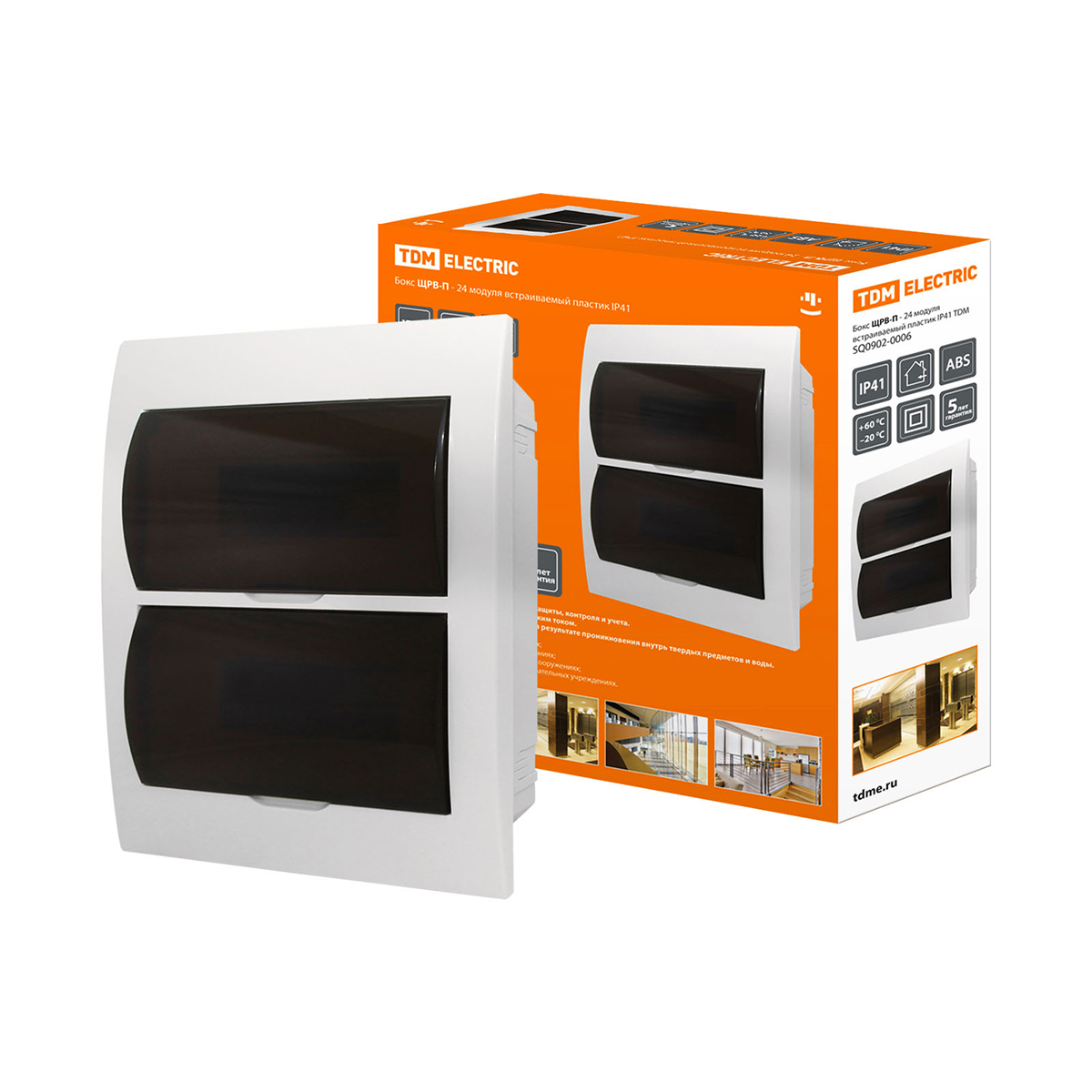 Щиток распределительный встраиваемый щрв-п 24 модуля, пластик ip41 (1/10) tdm sq0902-0006
