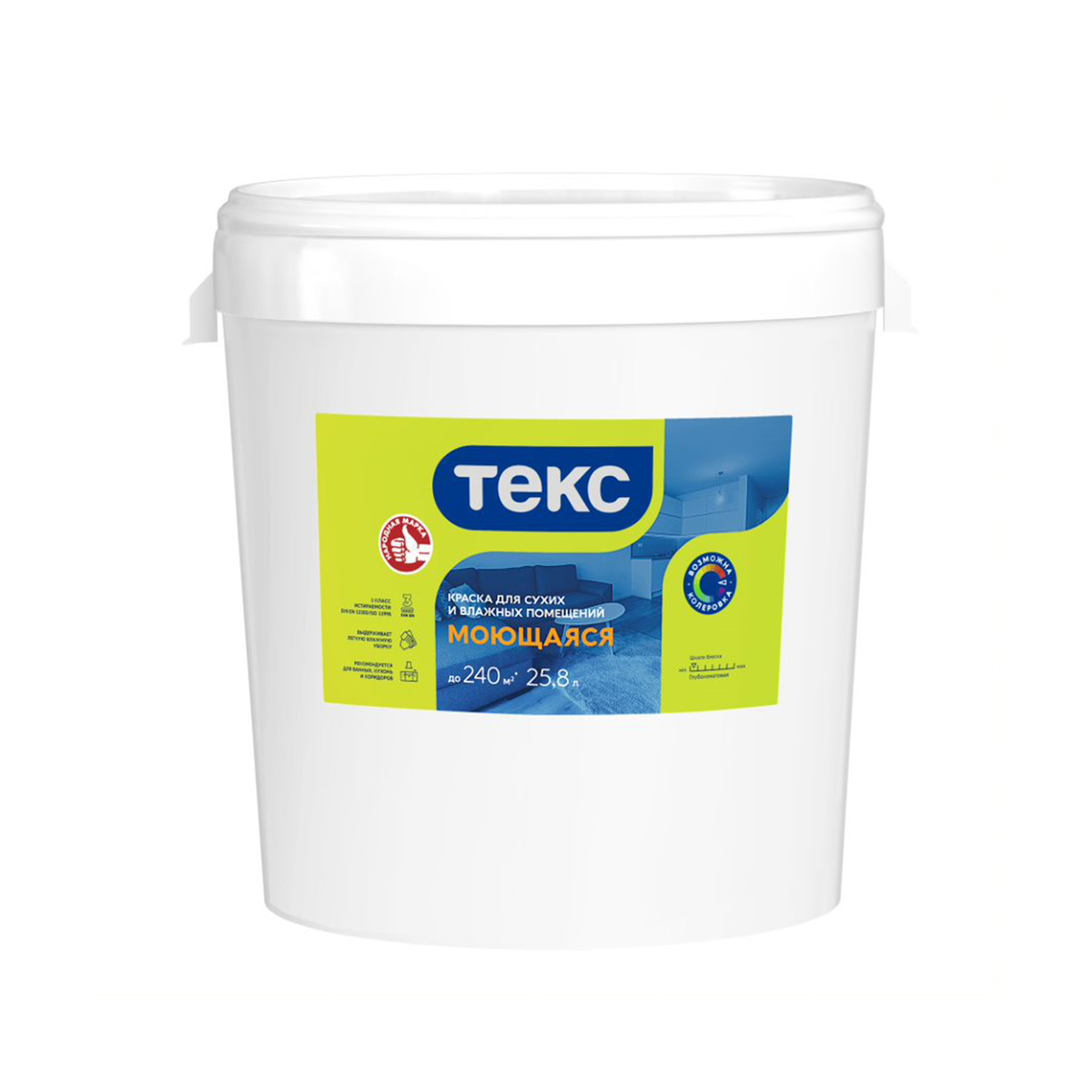 Краска в/д для стен и потолков моющаяся 40 кг (1) текс