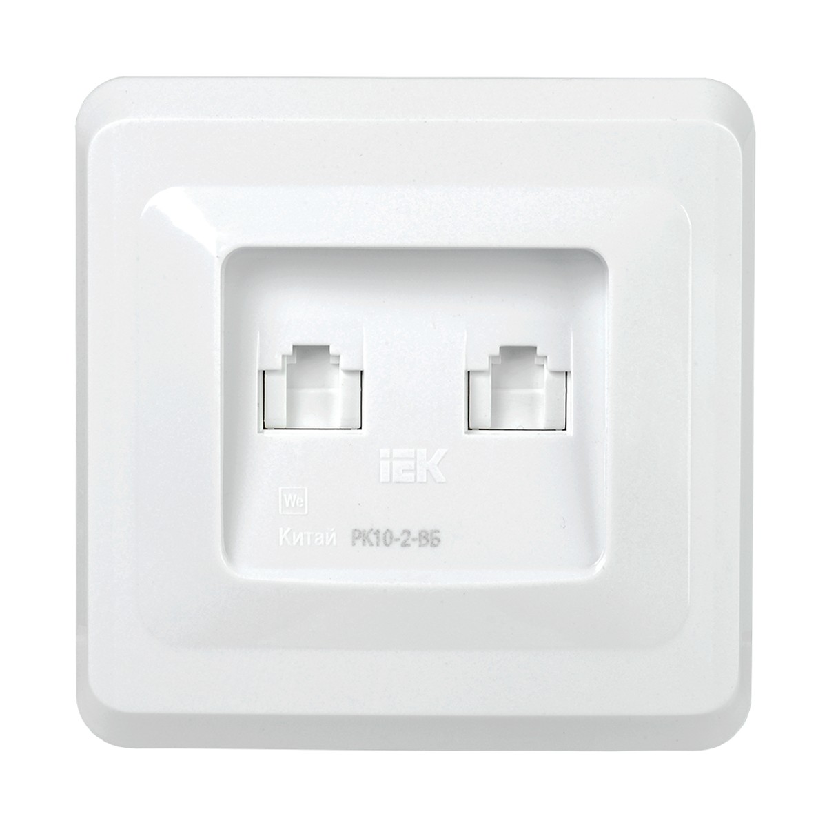 Розетка компьютерная "вега" 2-х местн. рк10-2-вб, rj45 cat5e, белый (1/50/200) "iek"