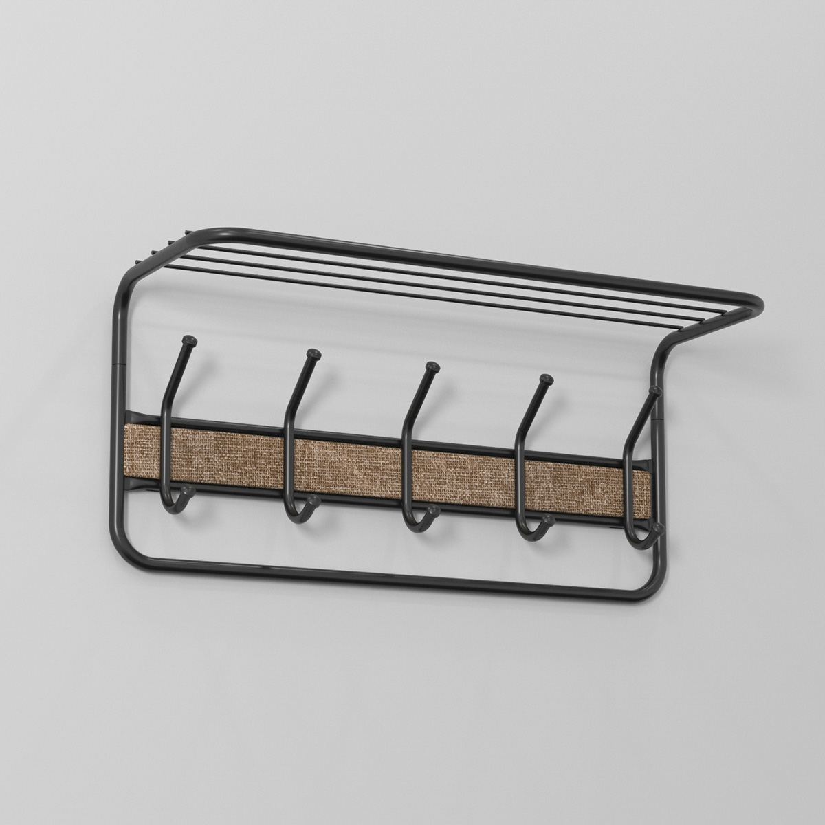 Вешалка настенная с полкой "уют 21" (5 крючков) 600*220*265 мм черный (1) вспу21 ч