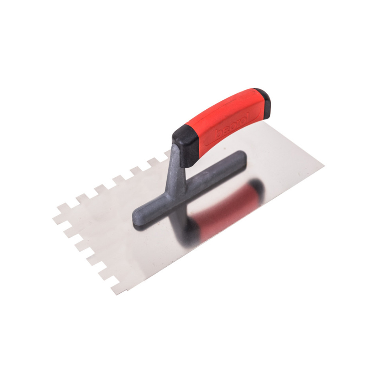 Гладилка зубчатая нержав. 270 x 130 мм зуб 12 х 12 мм двухкомп. ручка (1/10) "beorol"