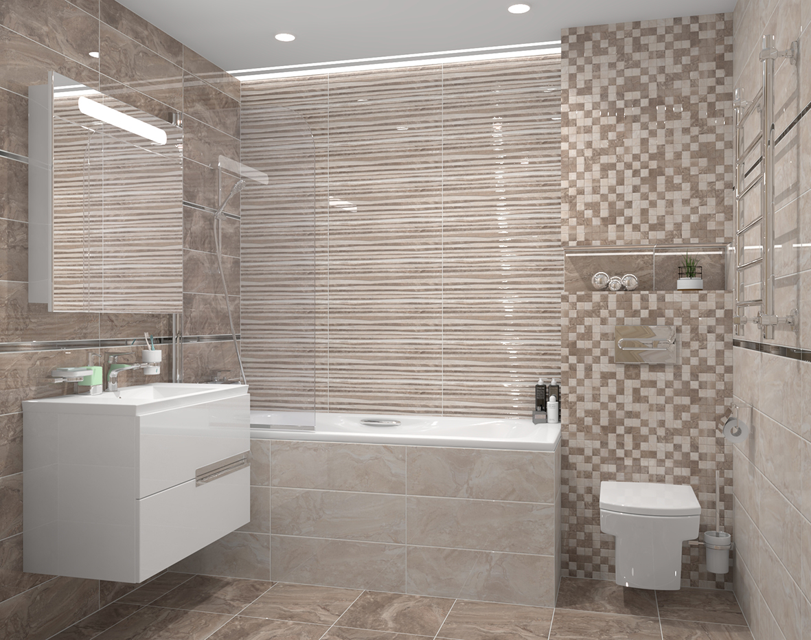 Polaris плитка настенная серый рельеф 17-10-06- 20x60