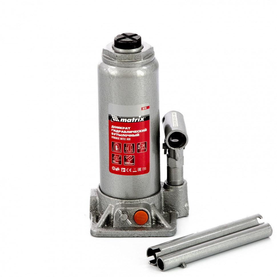 Домкрат гидравлический бутылочный, 6 т, h подъема 216-413 мм Matrix (50765)