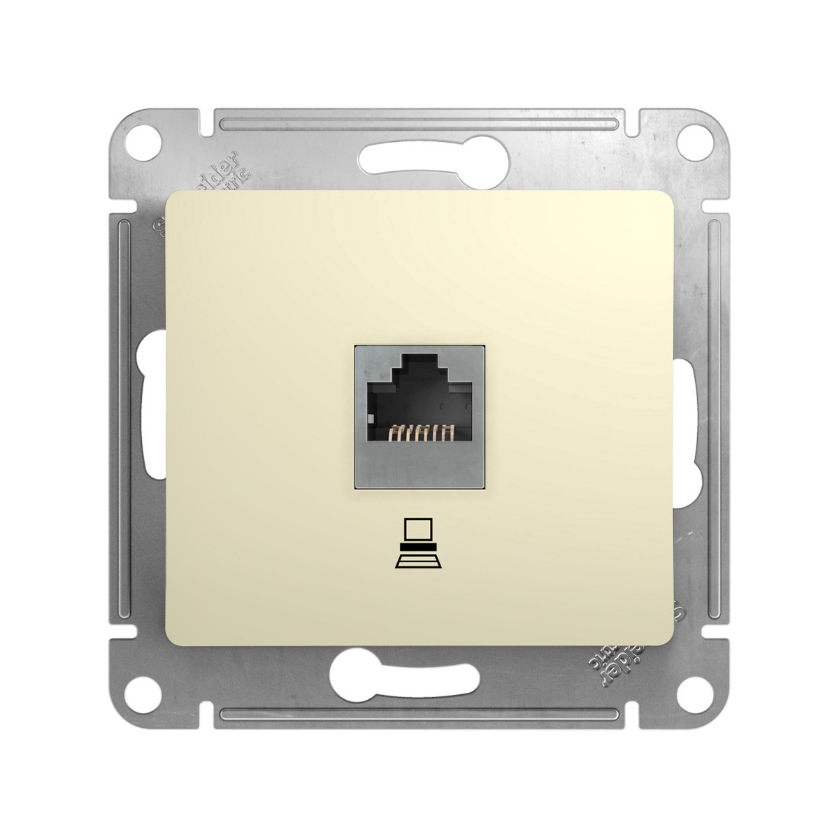 Розетка компьютерная "glossa" 1 местн. rj45 (механизм) бежевый (1/10/160) "schneider"
