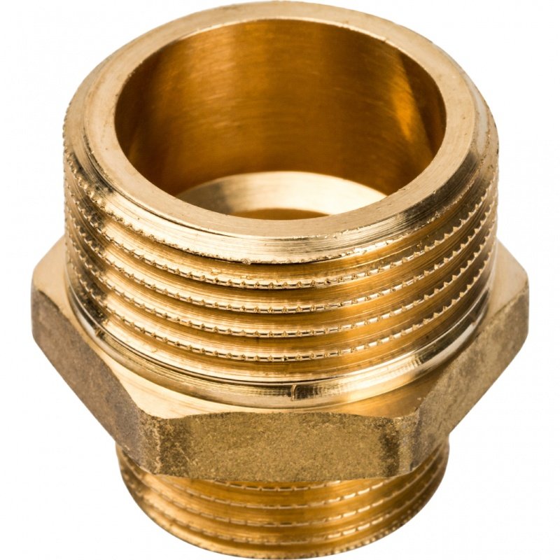 Ниппель переходной резьбовой НР 1" x 3/4" латунь STOUT