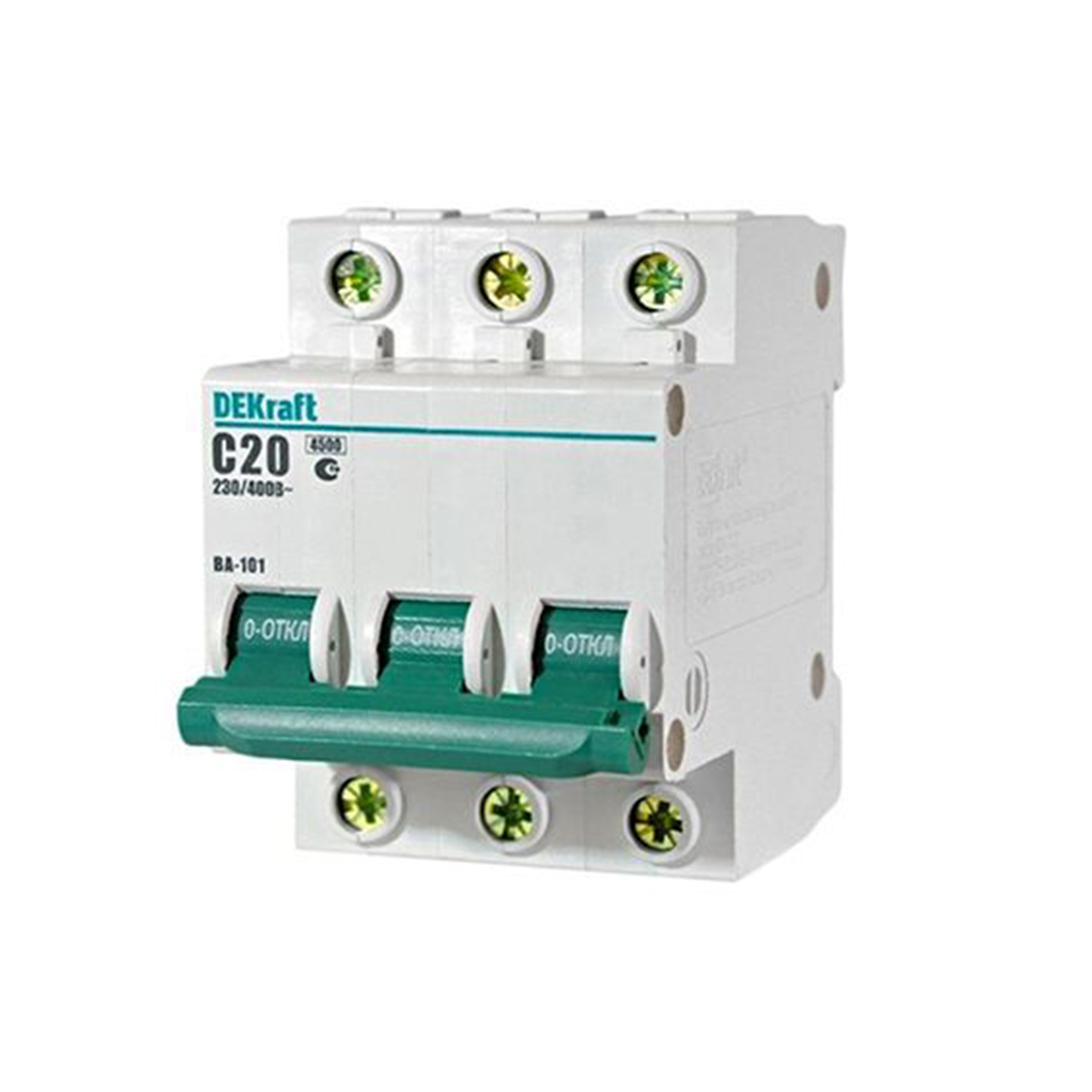 Выключатель автомат. ва-101 3р 20а 4,5ка тип с (1/4/48) "dekraft"