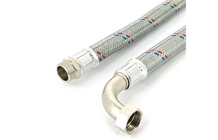 Подводка угловая из нержавеющей стали антивибрационная UNI-FITT ВН 1", 80 см, DN 25