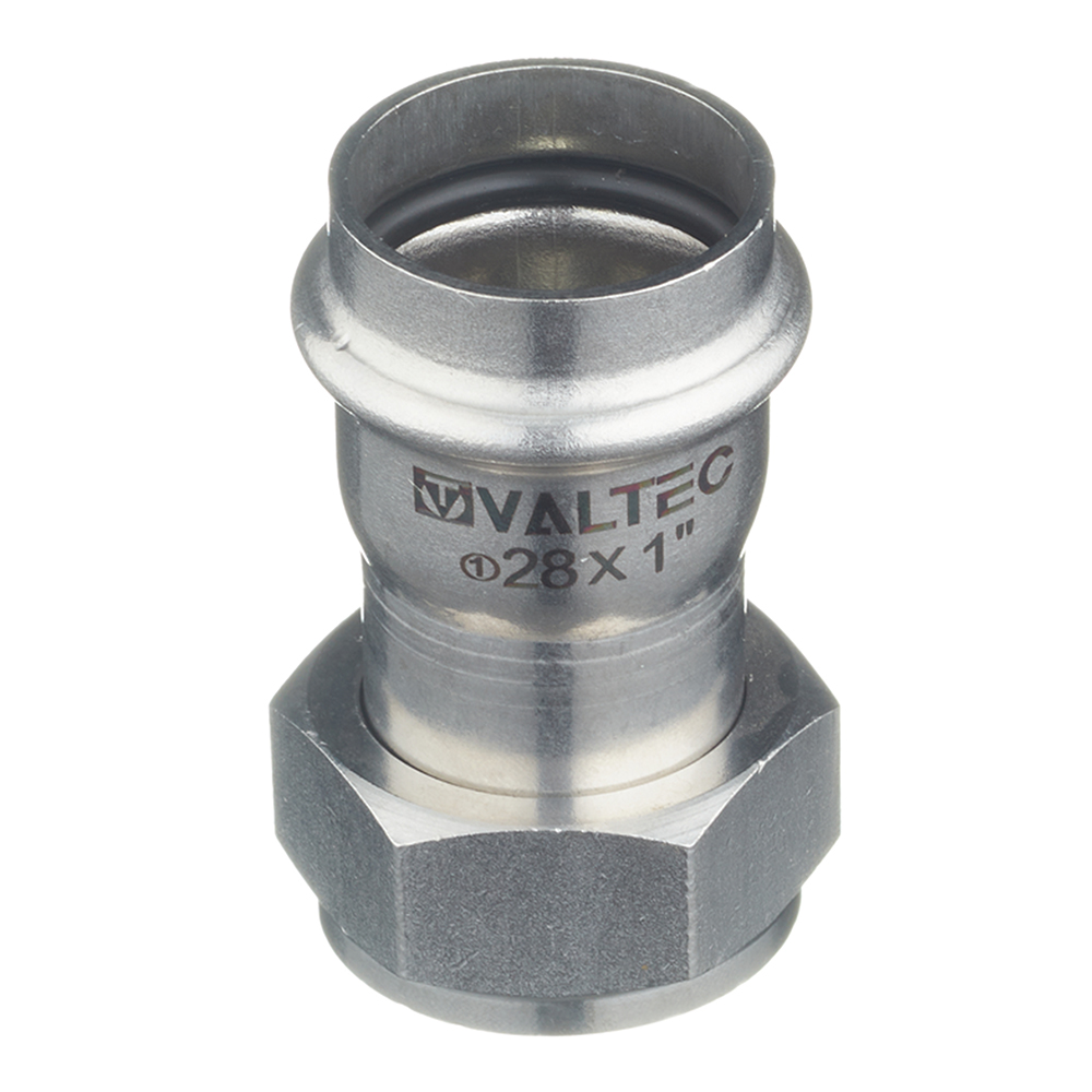 Муфта пресс-В с накидной гайкой 28 мм х 1" нержавеющая сталь VALTEC
