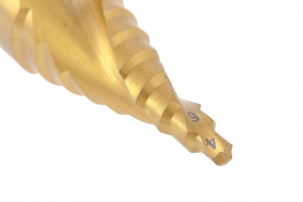 Сверло ступенчатое, 4-6-8-10-12-14-16-18-20 мм, HSS, спиральный профиль, шестигранный хвостовик Matrix (72356)