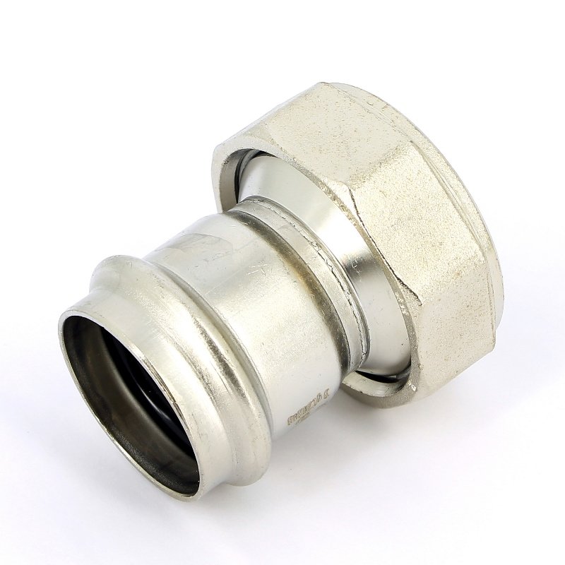 Муфта пресс-В с накидной гайкой 42х1"1/4 нержавеющая сталь Sanpress Inox VIEGA