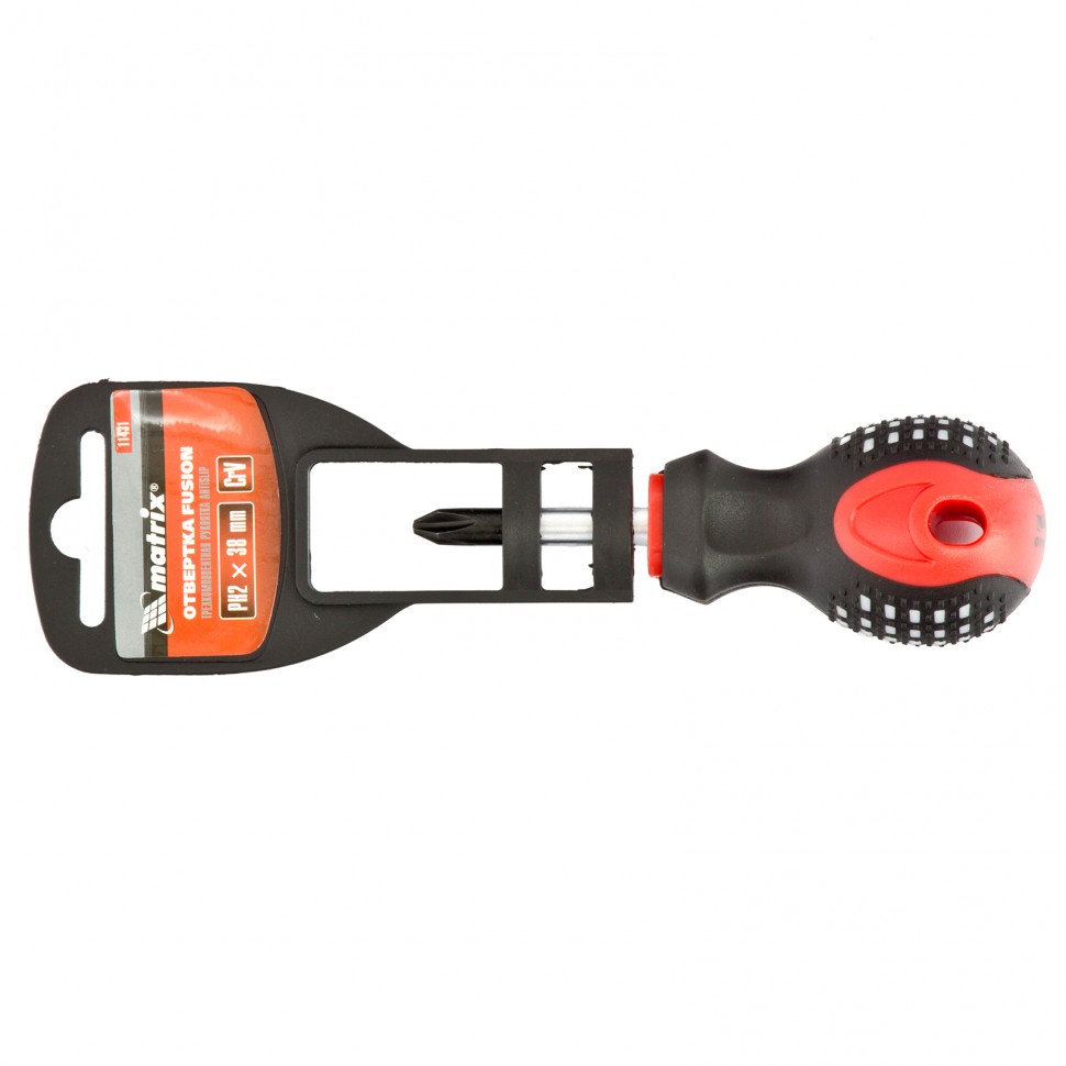 Отвертка Fusion, PH2 х 38 мм, CrV, трехкомпонентная рукоятка "Anti slip" Matrix (11431)