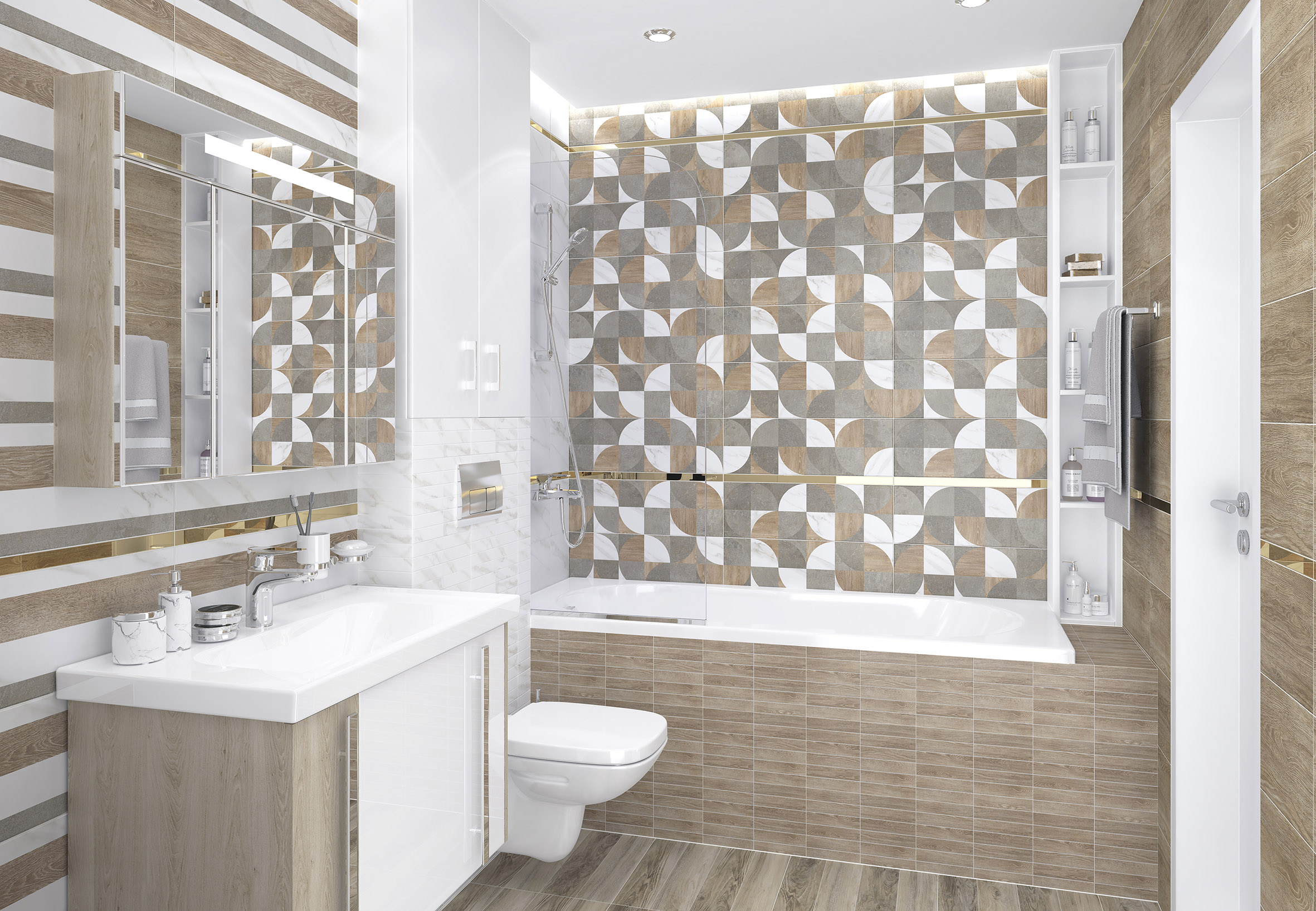 Arctic плитка настенная серый узор 17-00-06- 20x60