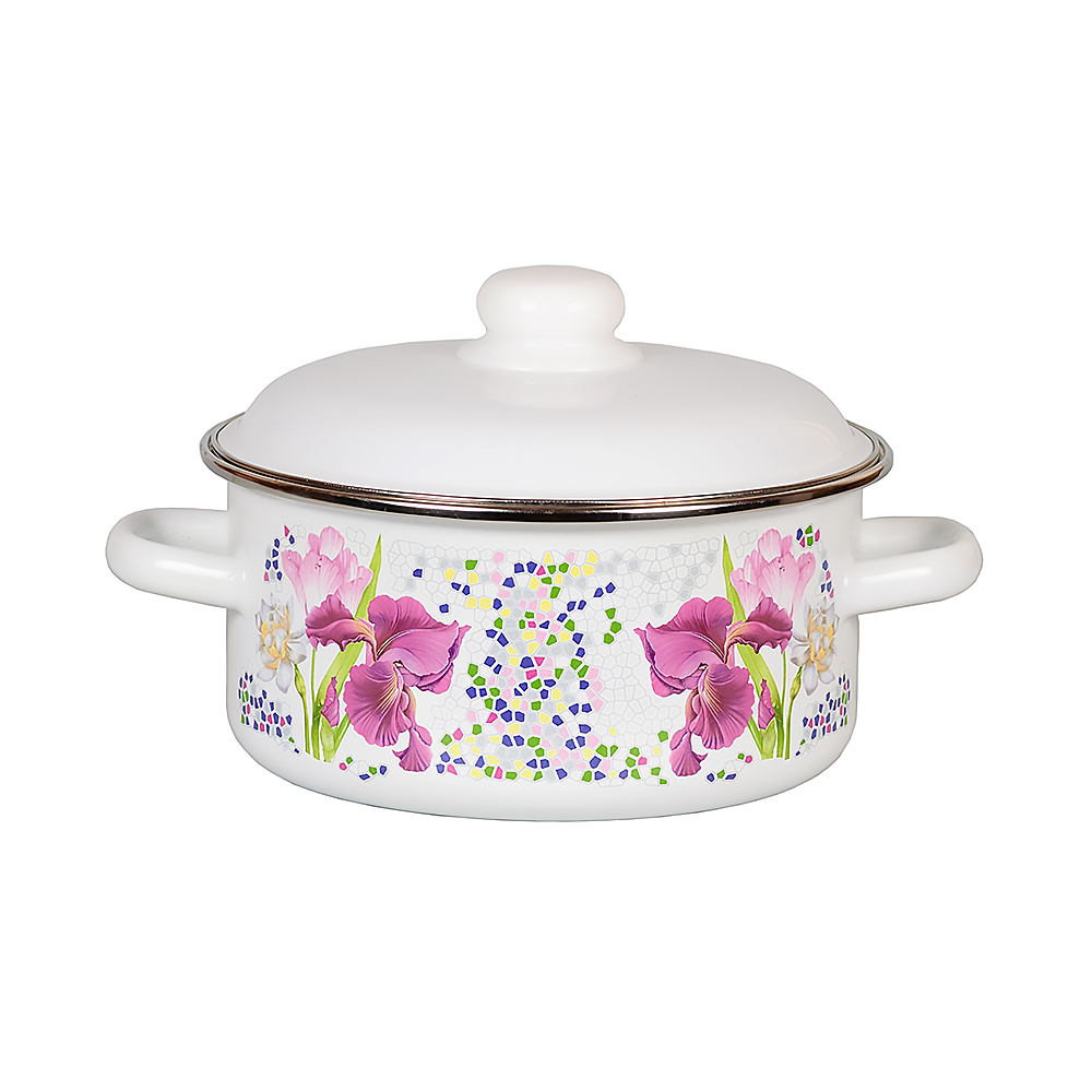 Кастрюля эмалиров. "мозаика" белосн. 3 л  метал. крышка (1/6) "стальэмаль"  1rb201m