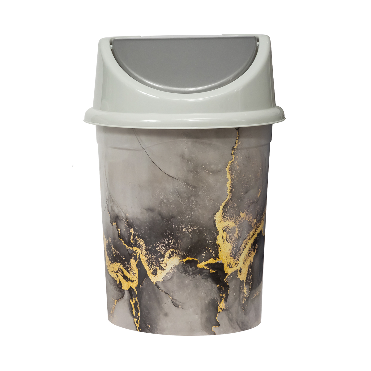 Ведро для мусора "мрамор" 14 л с декором с плавающей крышкой (1/14) "виолет"