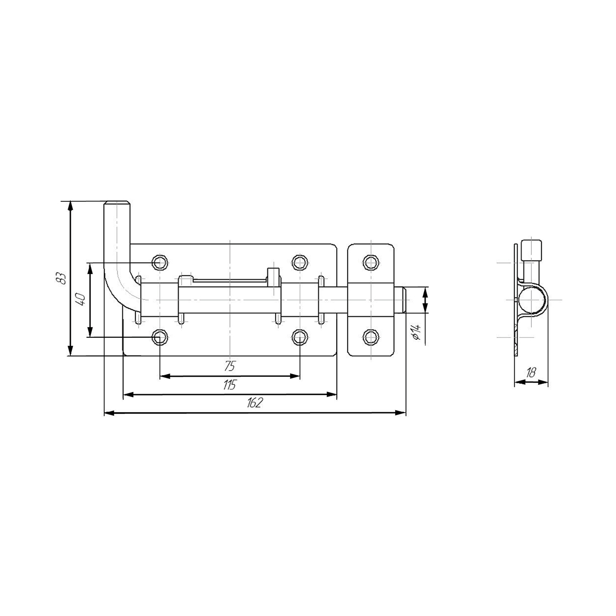 Засов дверной зд-03 круглый г-образный (белый) (20) "секрет"