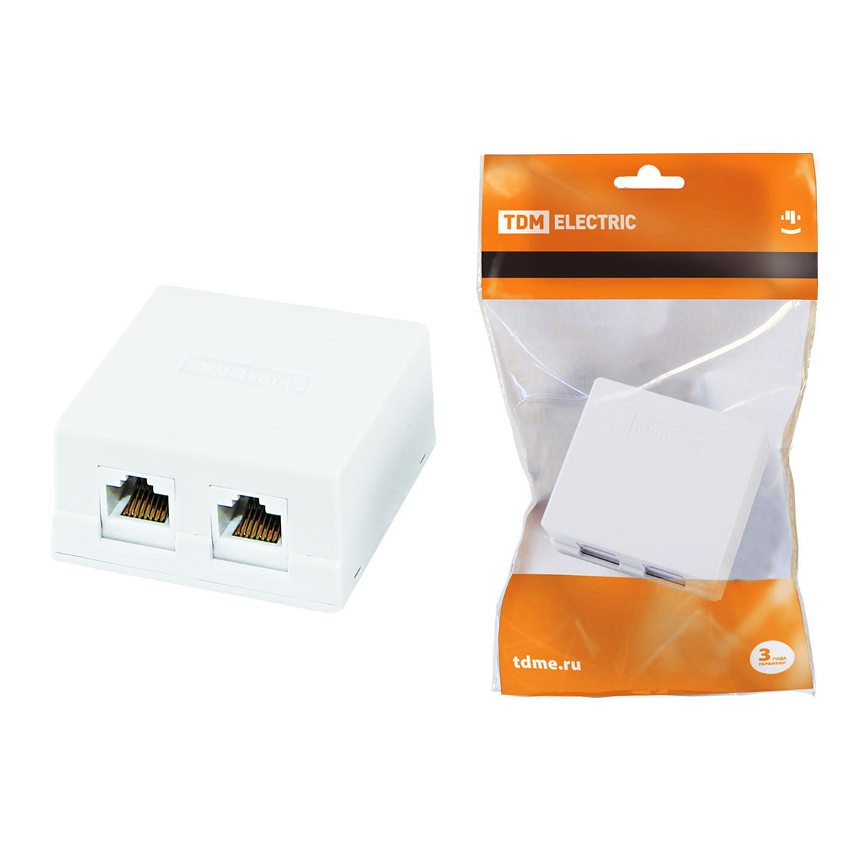 Розетка компьютерная 2 x rj-45 (1/25/250) tdm sq1809-0004