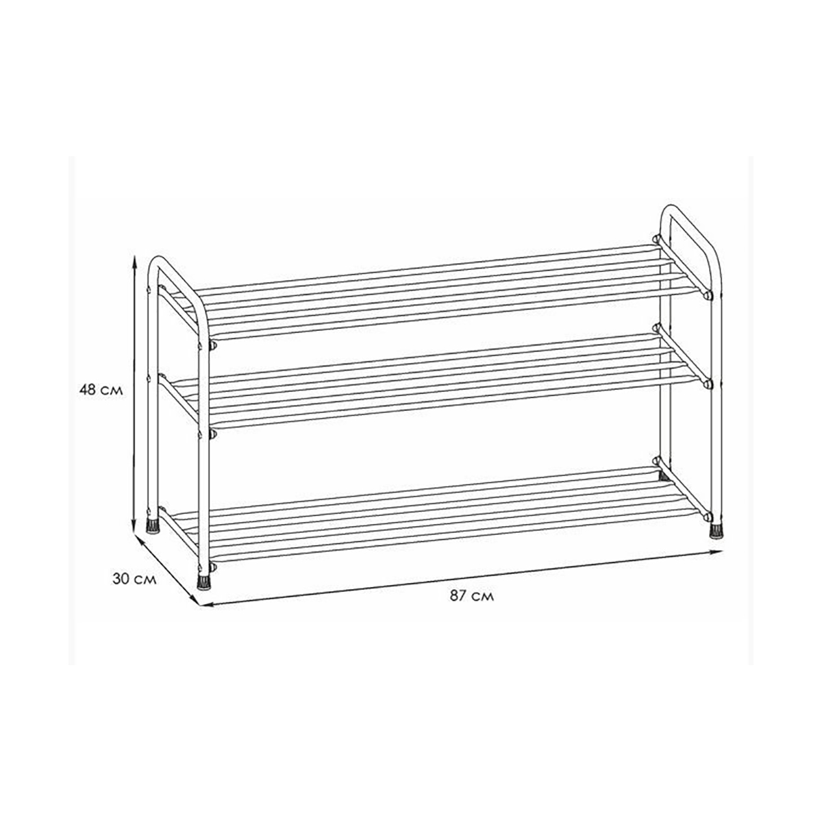Подставка для обуви "альфа 33" 3 полки (870*300*480 мм) черный (1) пдоа33 ч