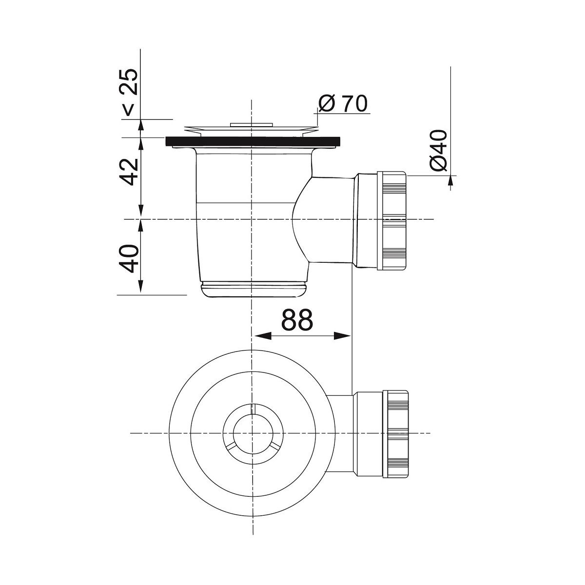 Сифон для душевого поддона “tourbillon" 50 мм, выход 40 мм (1/81) "wirquin"