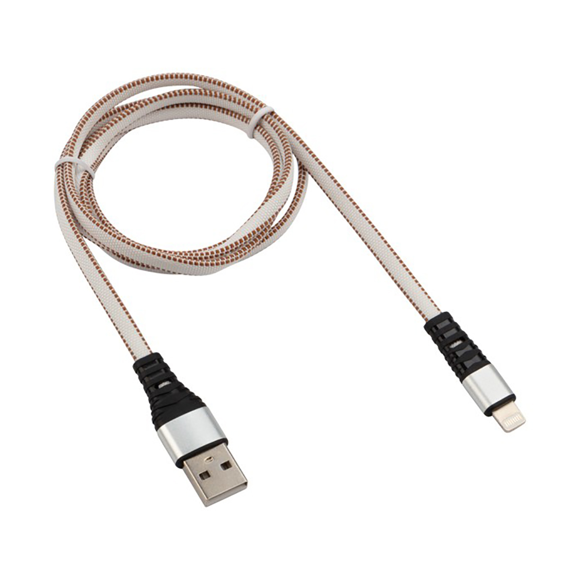 Кабель usb-lightning 1 м в нейлоновой оплетке (белый) (1/10/100) "rexant" 18-7056