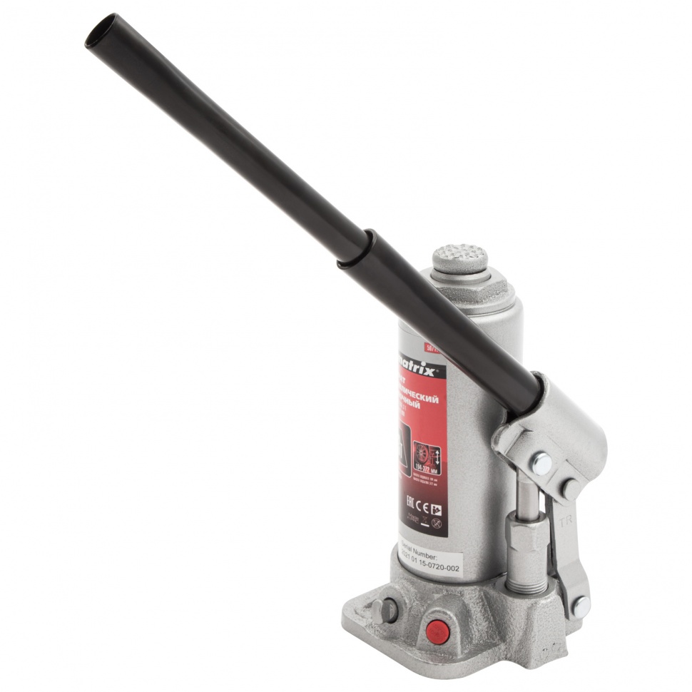 Домкрат гидравлический бутылочный, 3 т, высота подъема 194-372 мм Matrix (50717)