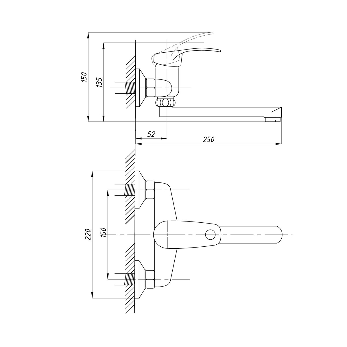 Смеситель для кухни (настенный) "tsarsberg" tsb-920-3510 (1/10) "профсан"