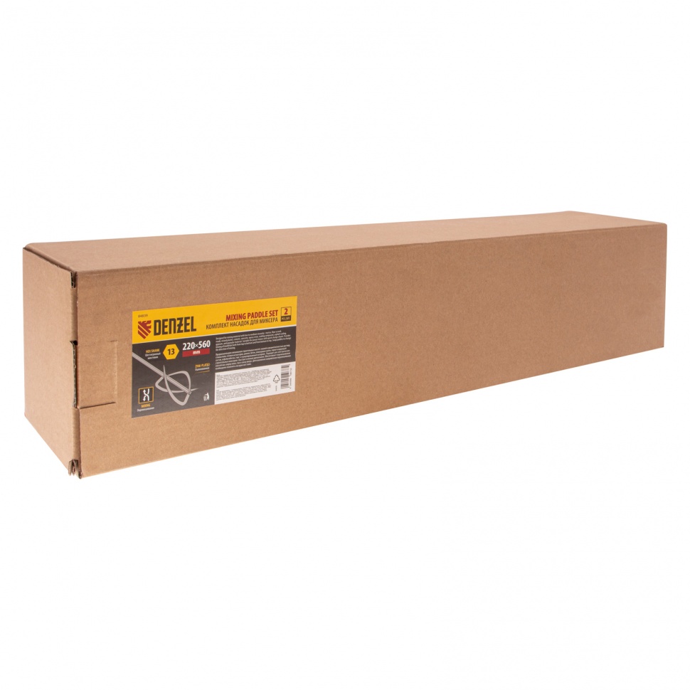 Комплект насадок для строительного миксера, 2шт., 220х560 мм, оцинкованные, хвостовик HEX13// Denzel (84839)