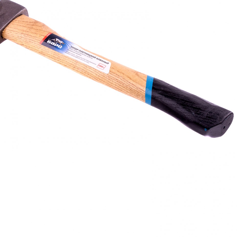 Топор плотницкий, кованый, деревянная рукоятка, 1000 г, пескоструйное покрытие полотна Барс (21656)