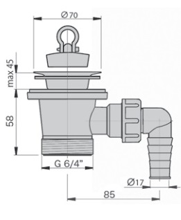 Водослив для мойки 1"1/2 с нерж. решеткой Ø 70мм и подводкой для шланга M1118 MIANO