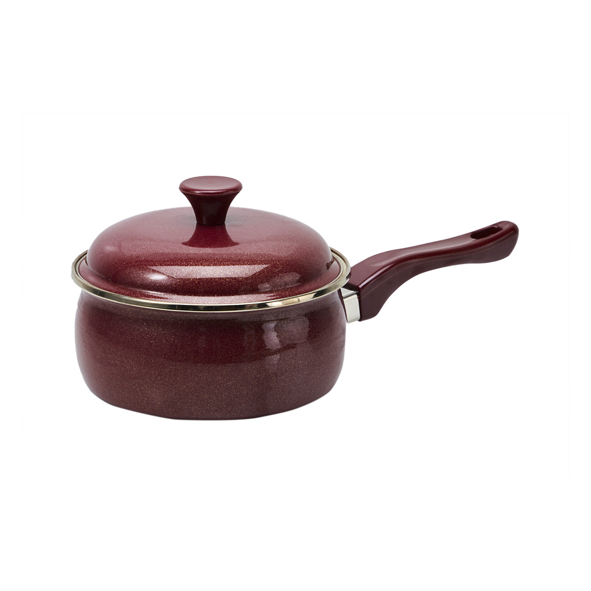 Ковш эмалиров. "бордо" 1,6 л, 16 см металл. крышка (1/6) "metrot"