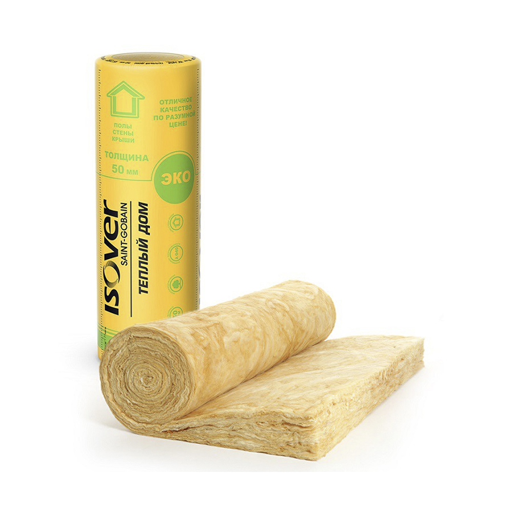 Изоляция минер. теплый дом твин  5490*1220*50 мм х 2 листа (рулон 13,4 м2) (7/42) "isover"