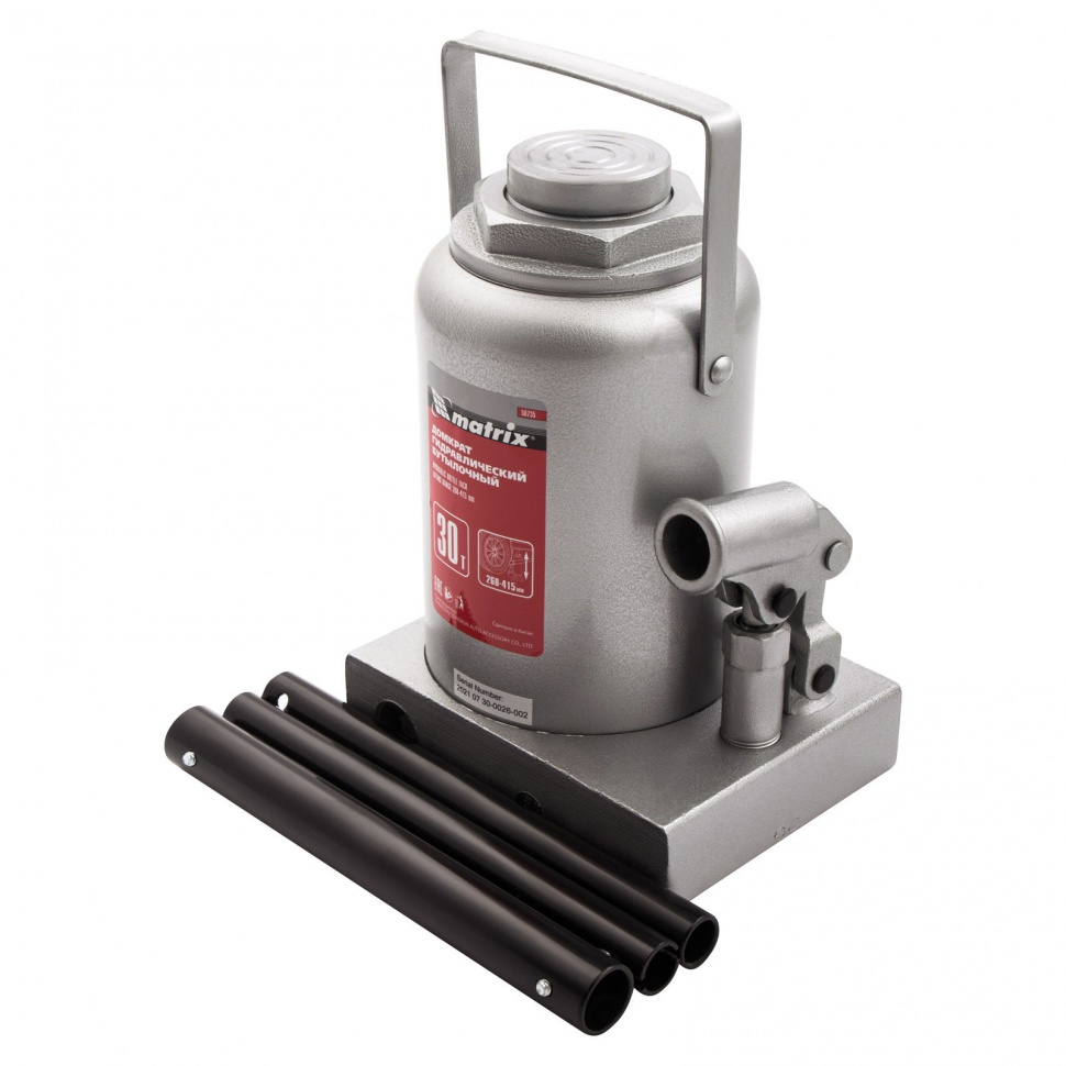 Домкрат гидравлический бутылочный, 30 т, высота подъема 260-415 мм Matrix (50735)