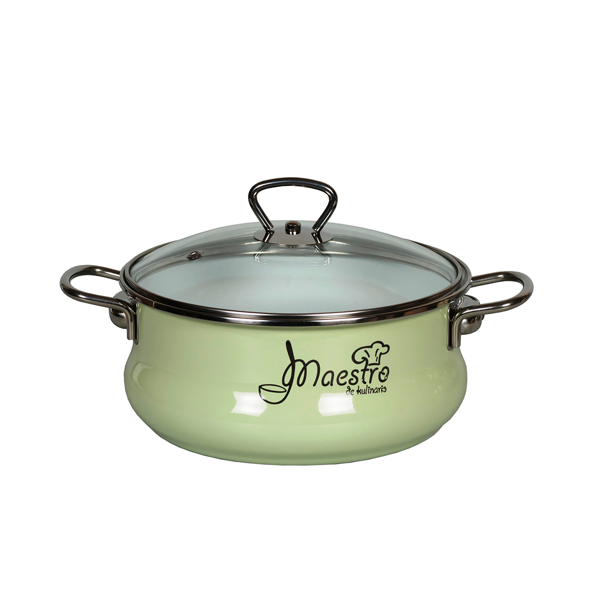 Кастрюля эмалиров. "maestro" салатов. 3 л  стекл. крышка (1/4) "стальэмаль"  8sт205s