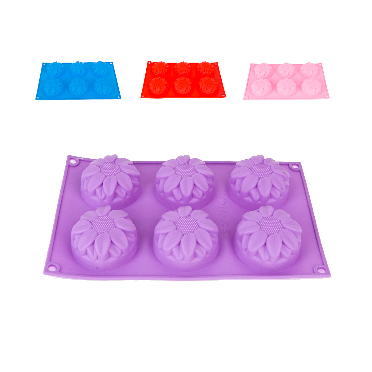 Форма для выпечки силикон. "цветочная мозаика" 6 ячеек d=7 см, 28*17*3,5 см (1/100) 9902591