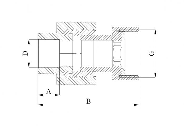 Муфта с накидной гайкой + мет.вставка 32 х 1"1/4 (ВР) ПП (PP-R100) серая HEISSKRAFT