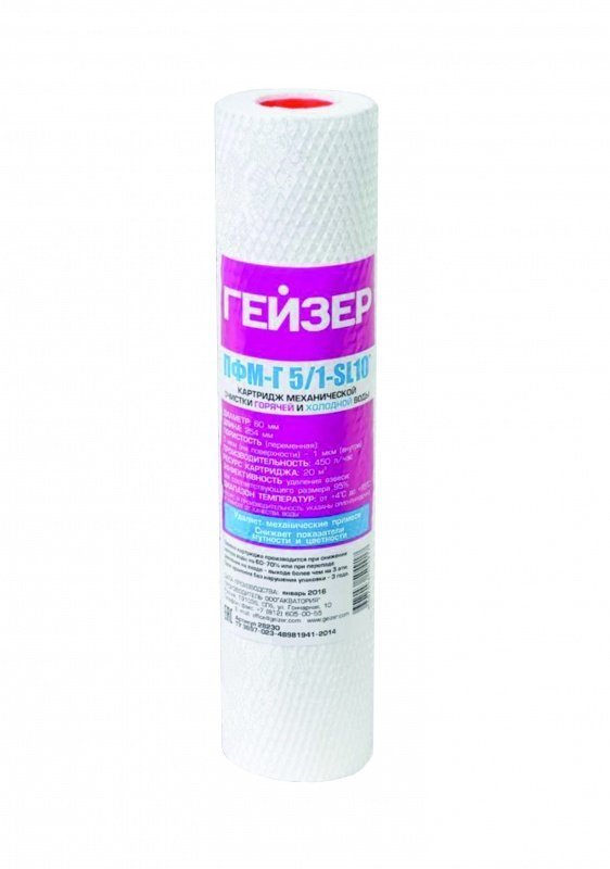 Картридж Гейзер ПФМ-Г 5/1 мкм 10" SL для ГВС двухступенчатый