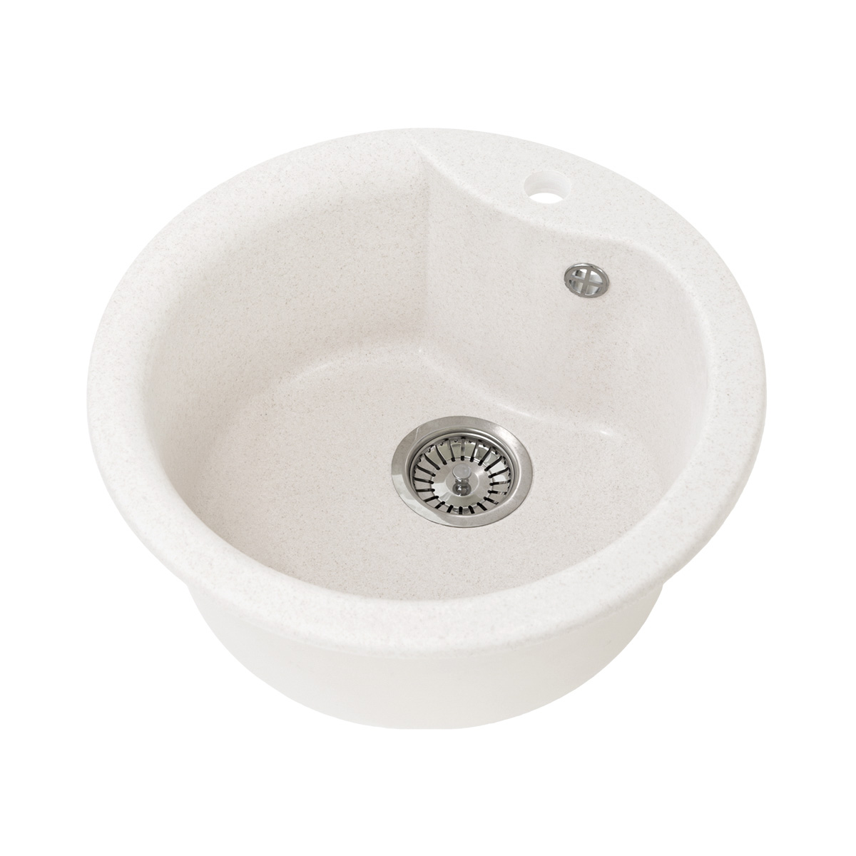 Мойка для кухни врезная искуств. камень gs-08s-331 d-480 мм белая "granstones"